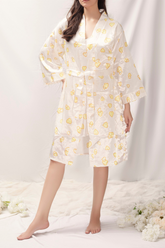 Ladybeela silk girly wear inner short gown with long gown night wear 2piece set