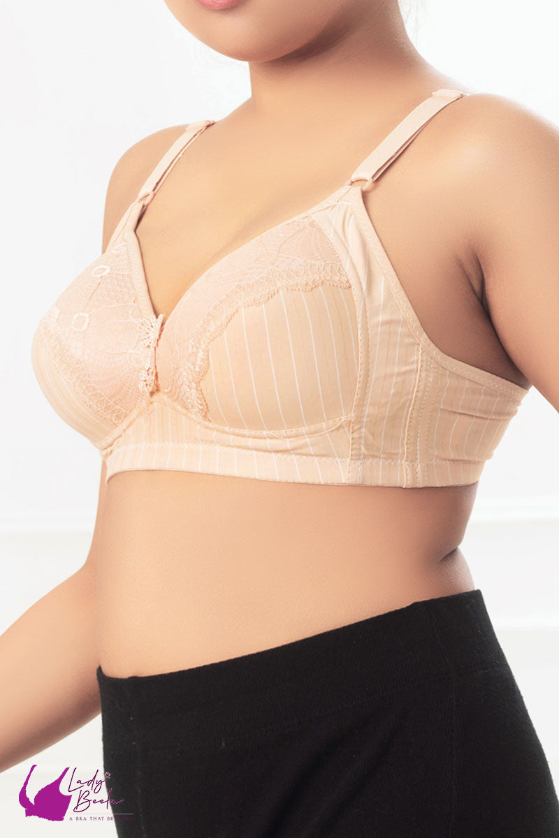 Lady Beela light padded Full Coverage Cut & Sew Half laced side support cups Wire-Free Bra