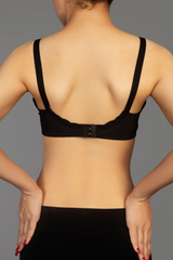 Black - Lady Beela wire free non padded double layered full cup net bra.