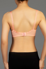 Peach - Lady Beela wire free non padded double layered full cup net bra.