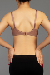 Light Brown - Lady Beela wire free non padded double layered full cup net bra.