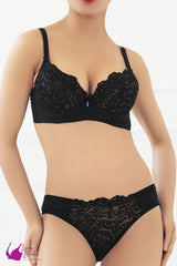 Lady Beela Heavy Padded Wired Deep Cut All Over Net Glitter 3/4th Coverage Side Support Bra Panty Set