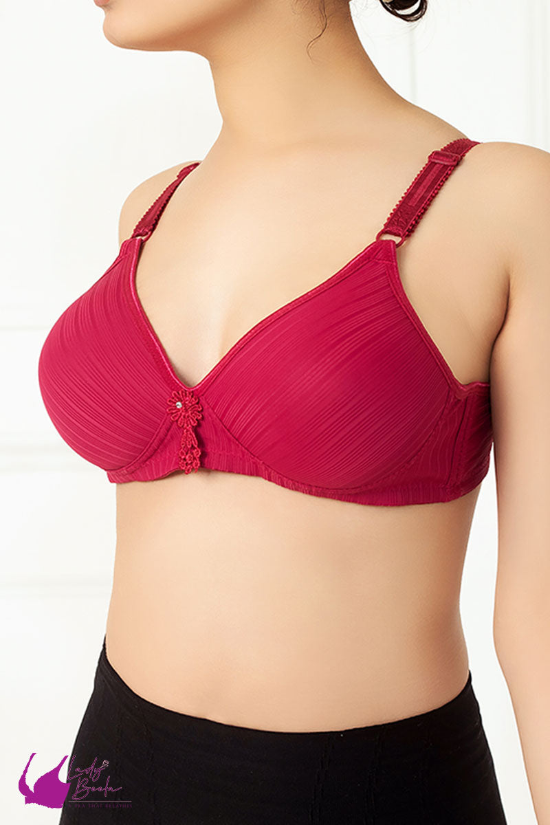 Lady Beela Light Padded  3/4th Coverage deep cut wire free t-shirt bra