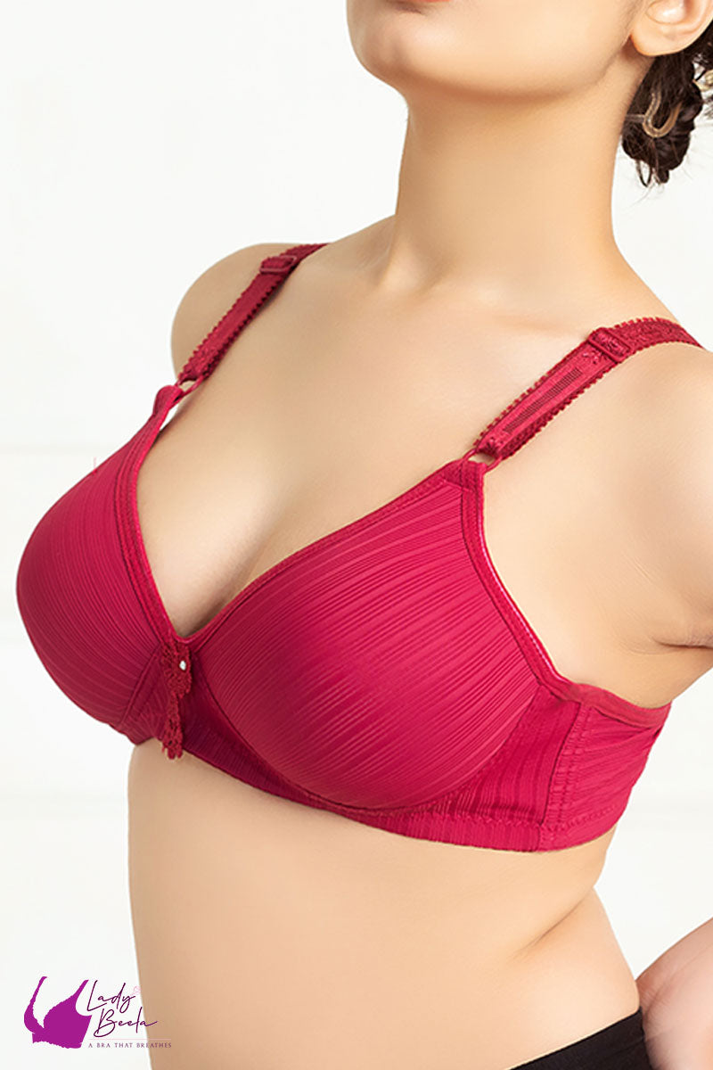 Lady Beela Light Padded  3/4th Coverage deep cut wire free t-shirt bra