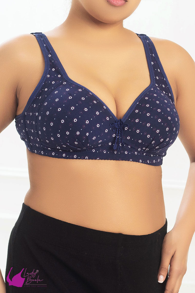 Lady Beela Light Padded Wire-Free 3/4th coverage Printed Cups Cotton Bra